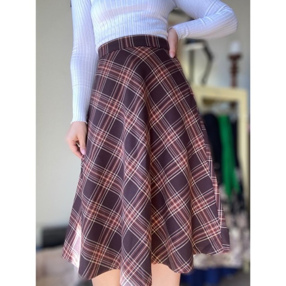 F21 Brown Midi Swing Skirt  (2/$10)